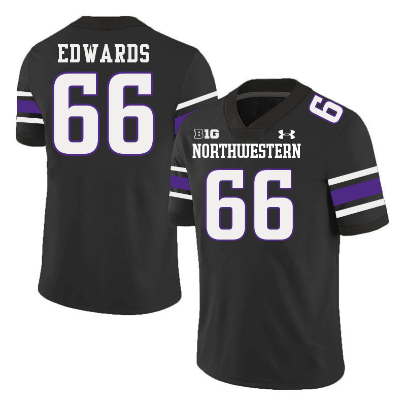 Northwestern Wildcats #66 Braeden Edwards College Football Jerseys Stitched-Black